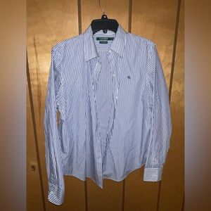 Lauren- Ralph Lauren navy blue white striped button down